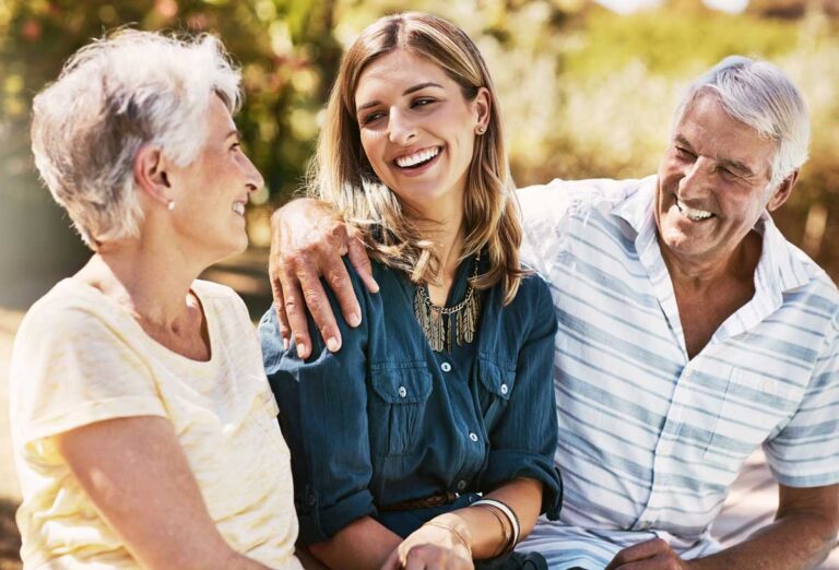 happy family outdoors in the sun